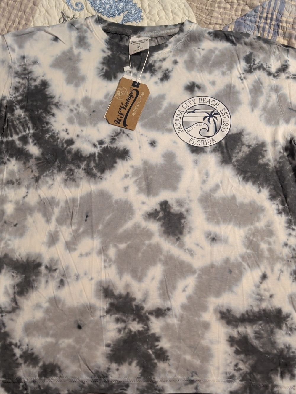 Myrtle Beach Tie-Dye Crewneck T-Shirt - Gray/White